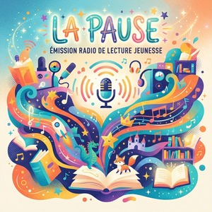 visuel de La pause, qui est une émission de lecture jeunesse proposé par Céline Chenouf sur Radio Dynamo